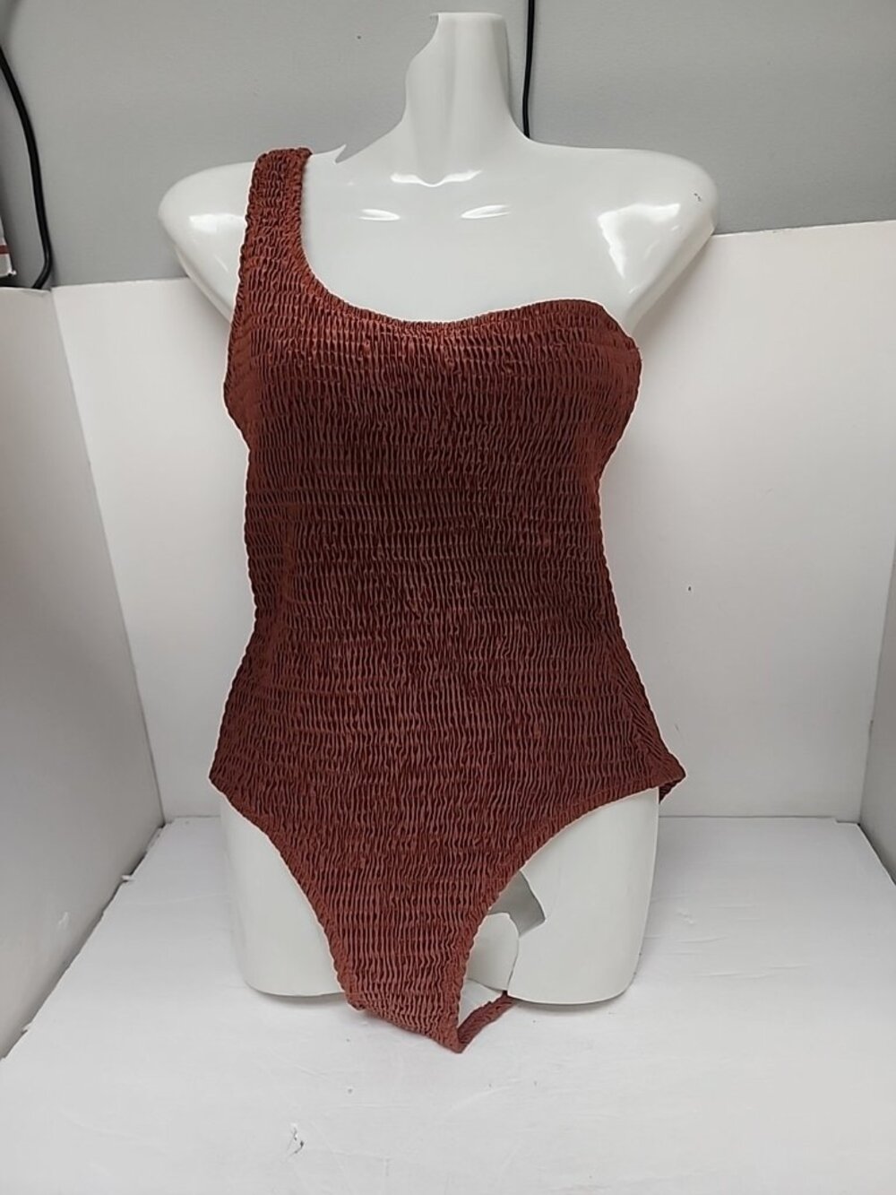 Solid & Striped One Piece One Shoulder Rust Swimsuit Measures To Size XS NWOT!